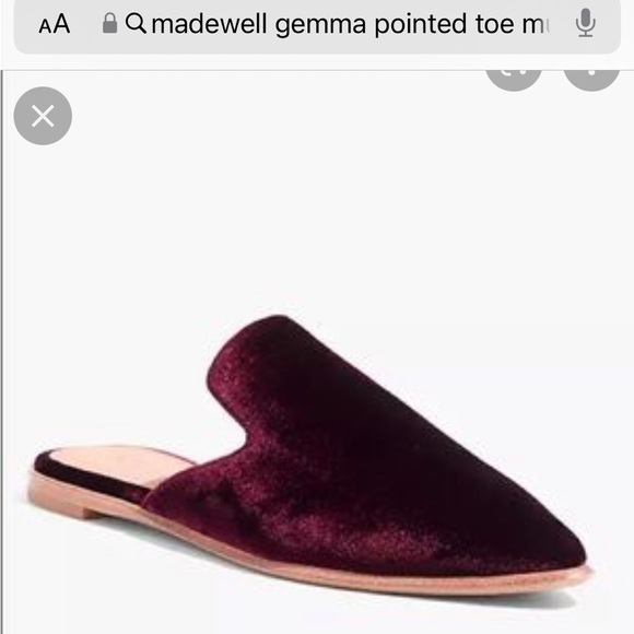 Madewell Gemma Pointed Toe Velvet Flat / Mule - Picture 9 of 10